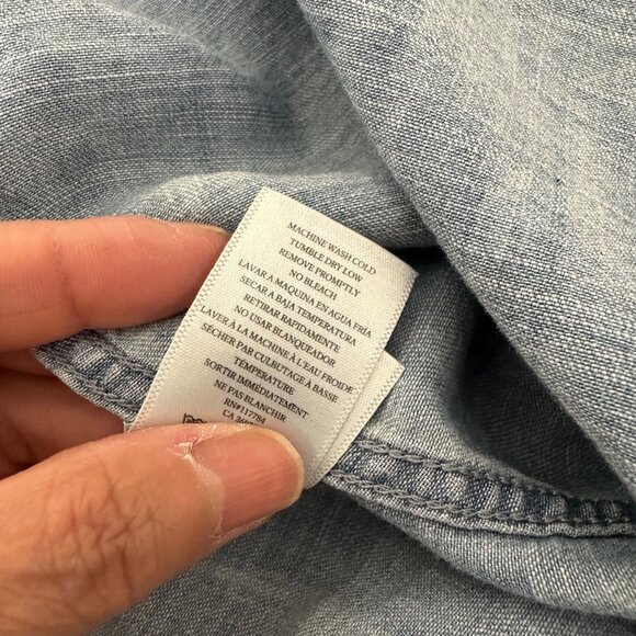 Rails Carter Denim Cactus Graphic Print Button Up Shirttail Hem Long Sleeve Line - Picture 11 of 11